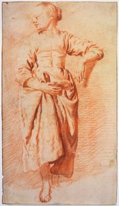 農民の服を着た女性、1670年代初頭 作： Adriaen van de Velde