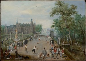 田舎の宮殿の前で球技大会 作： Adriaen van de Venne