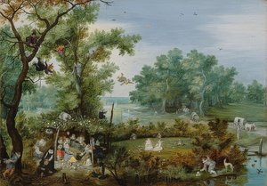 展望台の勇敢な会社。 1615 作： Adriaen van de Venne