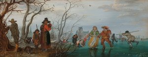 冬（氷の上で楽しい）。 1625 作： Adriaen van de Venne