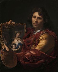 彼の妻マルガレッタ・ヴァン・リースとその娘マリアの肖像を含む自画像、1699年。 作： Adriaen van der Werff