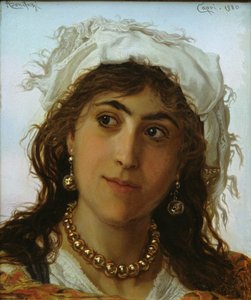 カプリの少女、1880年 作： Adriano Bonifazi