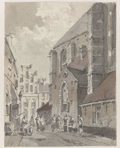 St. Joriskerk の右側にある Amersfoort の景色 作： Adrianus Eversen