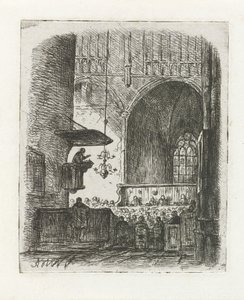教会サービスのある教会内部 作： Adrianus Wilhelmus Nieuwenhuyzen