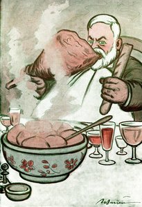 カミーユ・セルフ（1862-1936）を描いた漫画 - ベルギー人ジャーナリスト、ジョルジュ・クレマンソーの秘書 - 『Fantasio』よりアドリアン・バレール（1877-1931）作画 作： Adrien Barrere