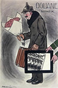 フランスの雑誌「Fantasio」に掲載されたヴァレリアン・デヴガレフスキー駐仏ソビエト大使の漫画（1924年頃、カラーリトグラフ版） 作： Adrien Barrere
