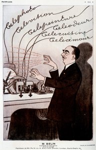 1931年12月1日の "Fantasio "に掲載されたBarrèreによる、ベランと彼のベログラファーについてのユーモラスなイメージ。 作： Adrien Barrere