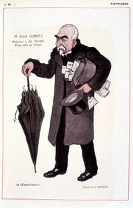 フランスの政治家（1835-1921）Emile Combesの肖像、La Nouvelle Presse libre de Vienneのリアクター - イラスト：Adrien Barrere（1877-1931） In Fantasio 01/03/1907 作： Adrien Barrere