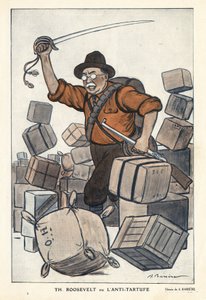Theodore ROOSEVELT (1858-1919) または「ファンタジオ」の反タルチュフ（タルチュフ）の肖像（1913年02月01日より） - イラスト：Adrien Barrere (1877-1931) 作： Adrien Barrere