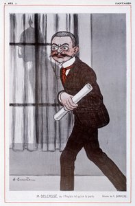 ファンタジオ」に登場するフランス外務大臣テオフィル・デルカス（1852-1923）の肖像 - イラスト：アドリアン・バレール（1877-1931） - 。 作： Adrien Barrere