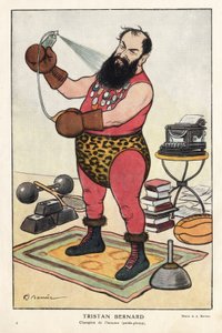 トリスタン・ベルナール（1866-1947）（フランスの作家）の肖像、1915年4月の「ファンタジオ」に掲載されたバレールの漫画。