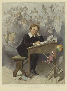 学校からの休日の手紙」（カラーリトグラフ 作： Adrien Emmanuel (after) Marie