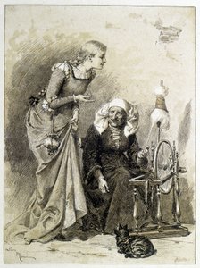 眠れる森の美女」シャルル・ペロー「童話集」より、アドリアン・マリー画 作： Adrien Emmanuel Marie
