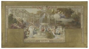 パリ10区市庁舎のスケッチ：ロワイエ、1905年から1908年の間（油彩・キャンバス） 作： Adrien Moreau Neret