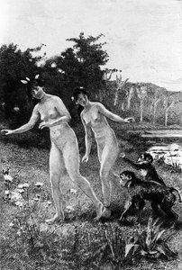 アドリアン・モロー（1843-1906）がフランソワ・マリー・アルエ（1694-1778）の『キャンディード』を描いた版画。 作： Adrien Moreau