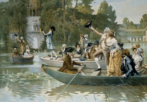 王妃マリー・アントワネット（1755-1793）に捧げるセレナーデの図版（1789年以前）、アドリアン・モロー（1843-1906）のエングレーヴィング