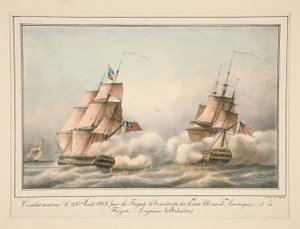 1812 年 8 月 23 日にアメリカ合衆国大統領フリゲート艦によって支援された戦闘 作： Adrien Victor Auger