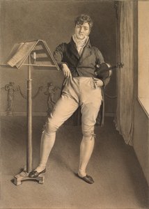 ヴァイオリン奏者ジャン・ヴィダルの肖像 (1789-1867) 作： Adrien Victor Auger