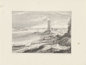 塔の廃墟のある海の風景 作： Aegidius Sadeler (II) (attributed to)