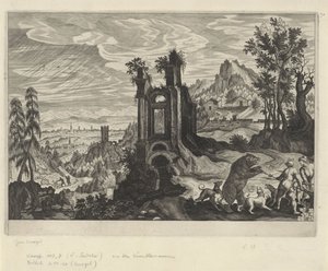 クマ狩りのある風景 作： Aegidius Sadeler (II) (rejected attribution)