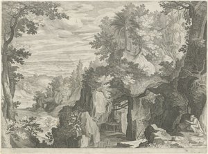 仙人のいる山の風景 作： Egidius  Sadeler (II)