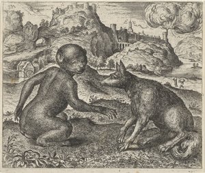 猿と狐の寓話 作： Egidius  Sadeler (II)