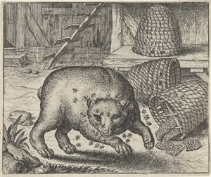 熊と蜂の寓話 作： Egidius  Sadeler (II)