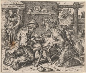 農夫とサテュロスの寓話 作： Egidius  Sadeler (II)