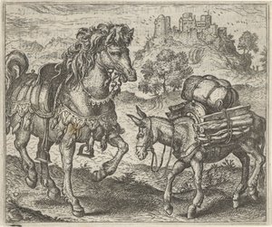 不機嫌なロバと軍馬の寓話 作： Egidius  Sadeler (II)