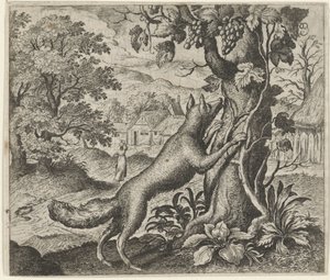 狐と葡萄の寓話 作： Egidius  Sadeler (II)