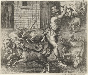 農夫と彼の犬の寓話 作： Egidius  Sadeler (II)