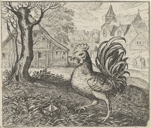 雄鶏とダイヤモンドの寓話 作： Egidius  Sadeler (II)
