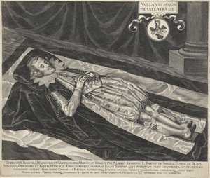 彼の死の床にあるスミルジッツ男爵、アルバート・ヨハネスの肖像 作： Egidius  Sadeler (II)