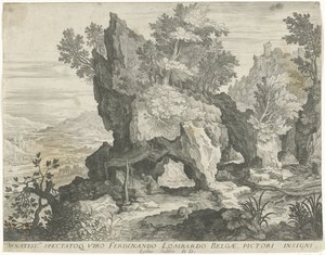 聖ジェロームと岩の風景 作： Egidius  Sadeler (II)