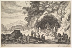 ジプシーのグループがいる山岳風景、1586-1629。
