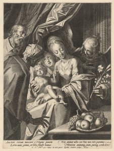 聖アンナと二人の天使のいる聖家族 作： Aegidius Sadeler II, after Hans von Aachen