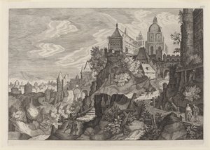 ボヘミアの岩の多い風景 作： Aegidius Sadeler II after Pieter Stevens