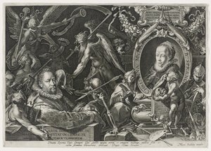 バルトロマエウススプレンジャーとその妻、クリスティーナミューラー、1600年（敷設紙に彫刻） 作： Aegidius Sadeler or Saedeler