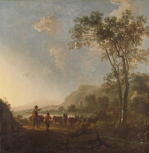 牧夫と牛のいる風景 作： Aelbert Cuyp (follower of)