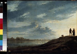 「川に沈む夕日」 (川に沈む夕日) アルバート (Aelbert または Aelbrecht) Cuyp (1620-1691) 作 1650 年 約 38.5x53 cm エルミタージュ美術館、サンクトペテルブルク 作： Aelbert Cuyp