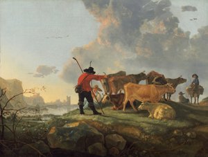 牛の世話をする牧夫 作： Aelbert Cuyp