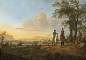 騎手と牛飼い、16551660。 作： Aelbert Cuyp