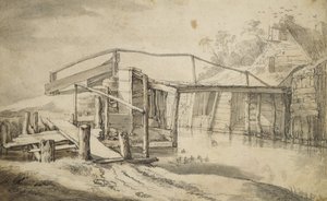 干拓地では、1644年（紙に鉛筆、チョーク、筆）