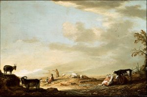 牛と人物のいる風景 作： Aelbert Cuyp