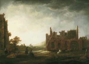 ラインスブルク修道院跡のある風景 作： アエルバート・カイプ