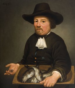 魚のバケツを持つ男 - Cuyp、Aelbert (1620-1691) - 木材に油彩 - 40x34 - ドルドレヒト美術館