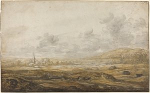 ライン川沿いのパノラマ風景 作： Aelbert Cuyp