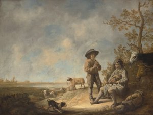 パイピング・シェパーズ、カリフォルニア州。 1643-44。 作： Aelbert Cuyp