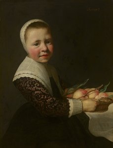 桃を持つ少女の肖像 作： アエルバート・カイプ