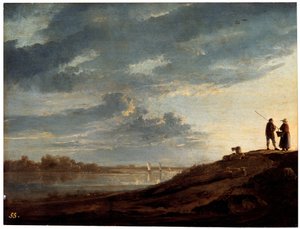 川に沈む夕日、1650年代。 作： Aelbert Cuyp